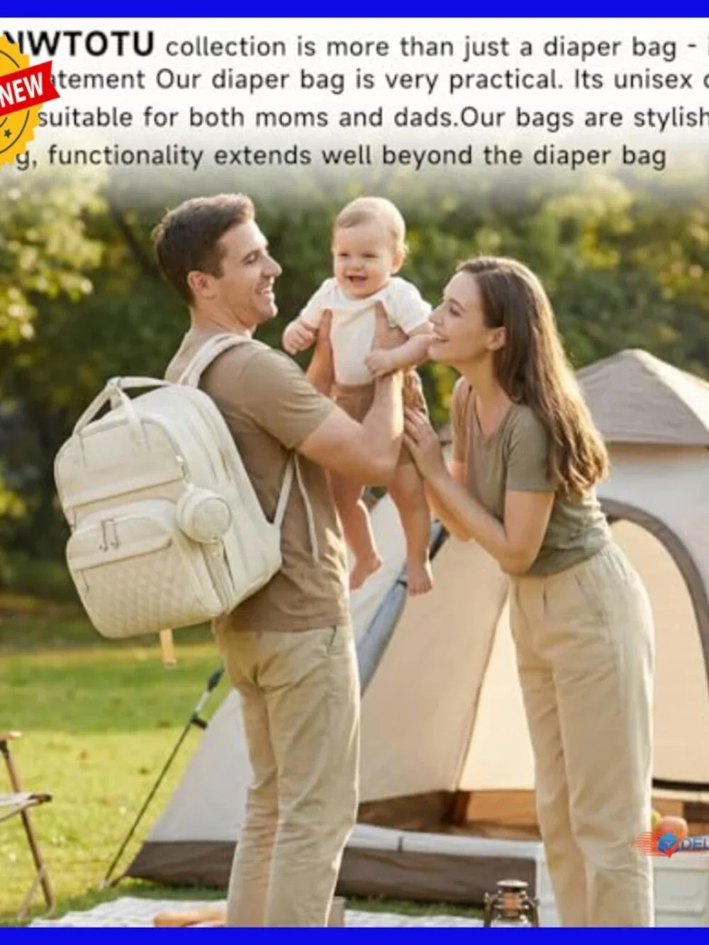 Large Capacity Waterproof Diaper Backpack with Changing Station